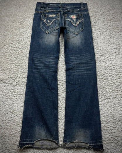 Red Pepper Clawmarks Washed Repaired Bootcut Jeans