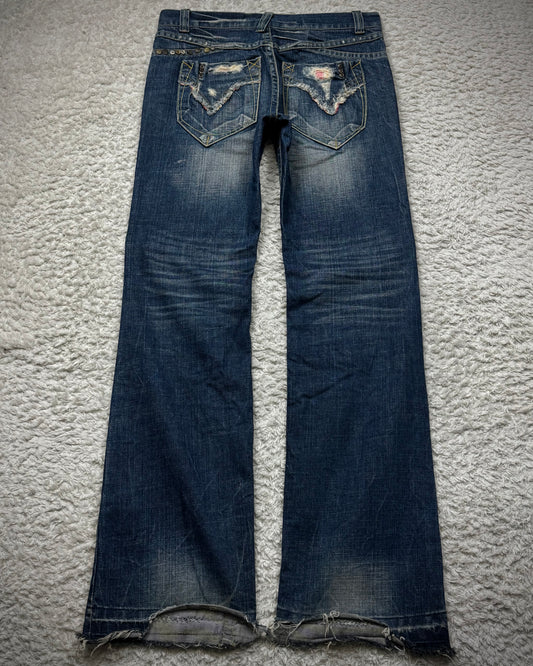 Red Pepper Clawmarks Washed Repaired Bootcut Jeans