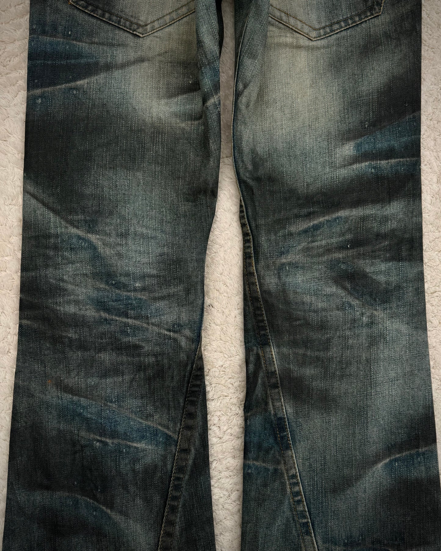 Tornado Mart Mud Washed Spiral Flared Jeans