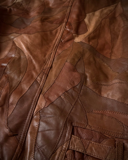 All The Way Scar Stitched Patchwork Leather Jacket