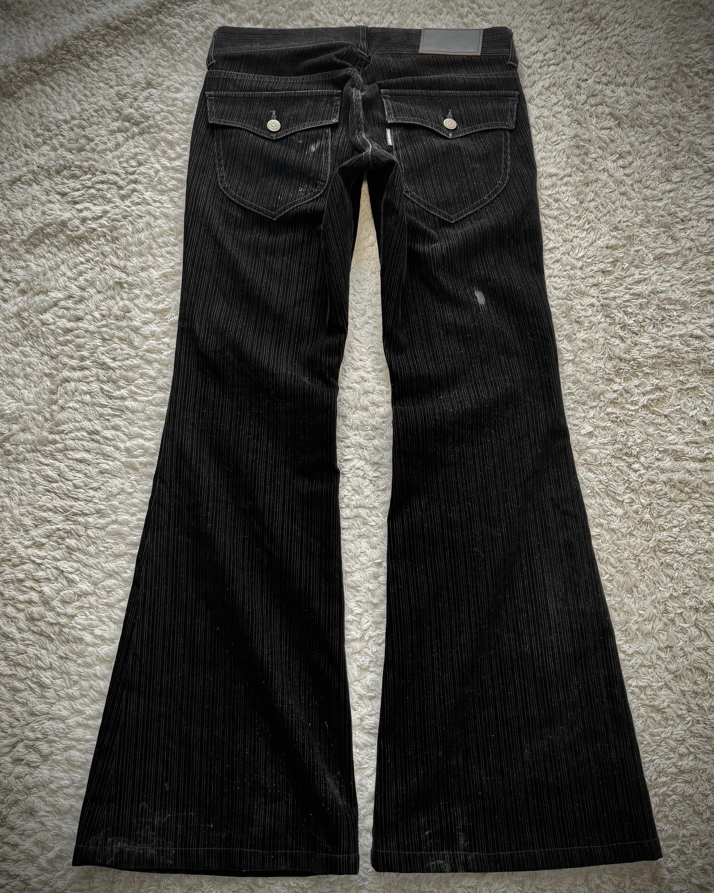 Tornado Mart Tribal Embroidery Pin Striped Flared Pants