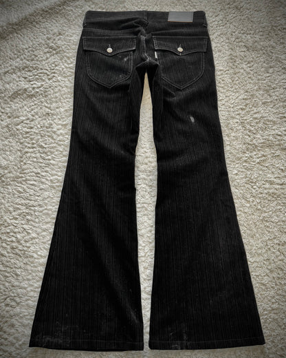 Tornado Mart Tribal Embroidery Pin Striped Flared Pants