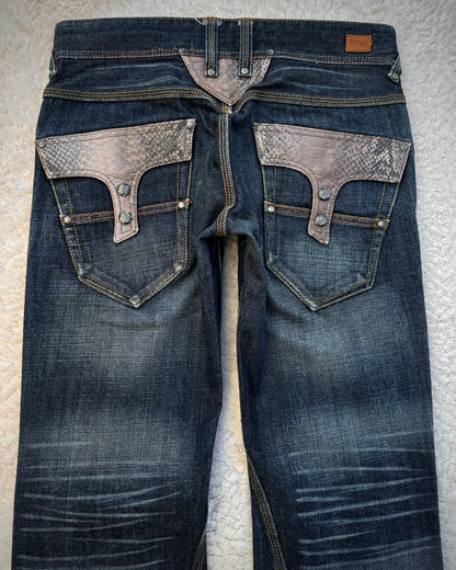 Nicole Club Python Detailed Western Bootcut Denim