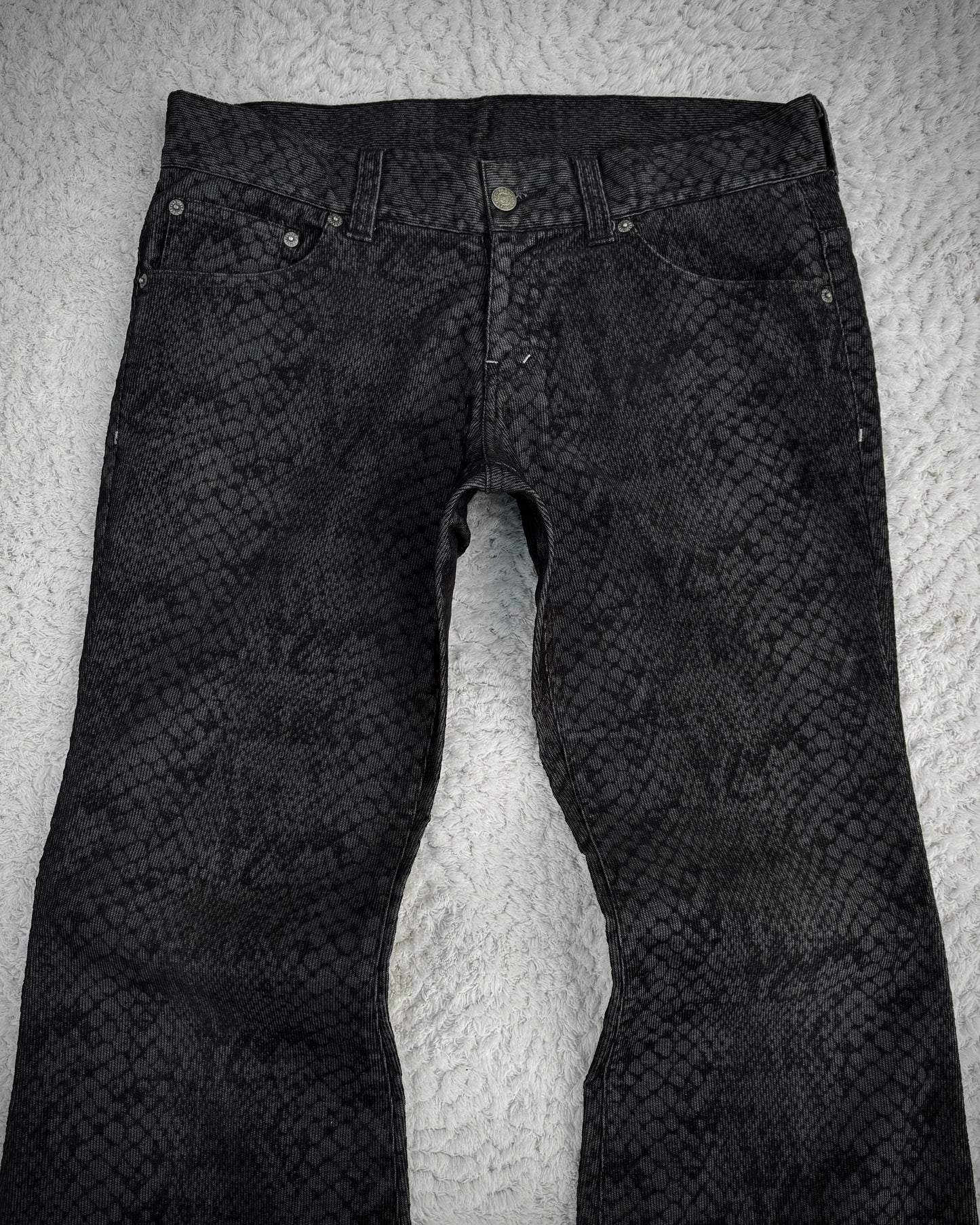 Tornado Mart Snakeskin Shadow Pattern Flared Pants