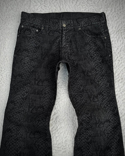 Tornado Mart Snakeskin Shadow Pattern Flared Pants