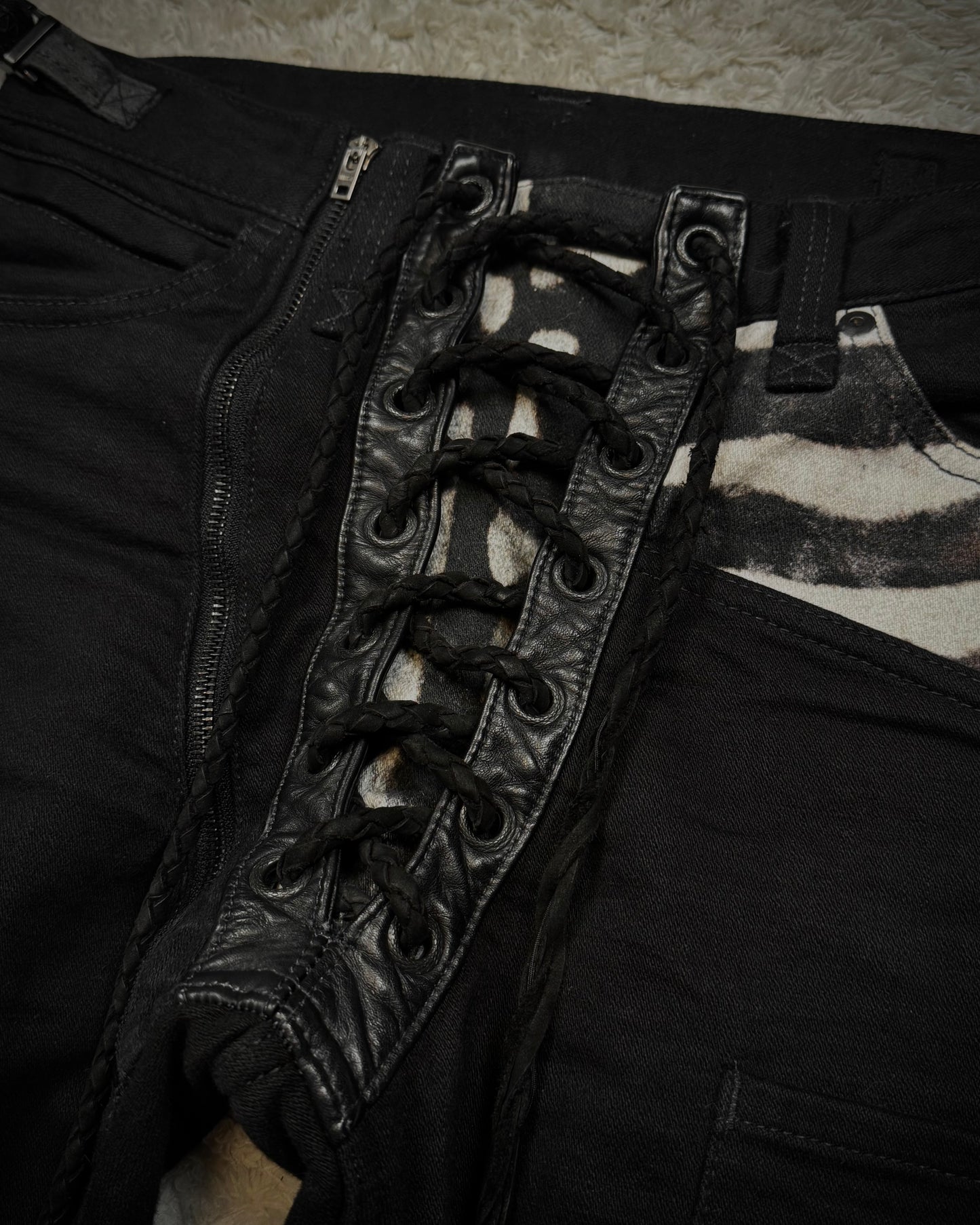 IfSixWasNine Zebra Lace Up Slim Bootcut Pants