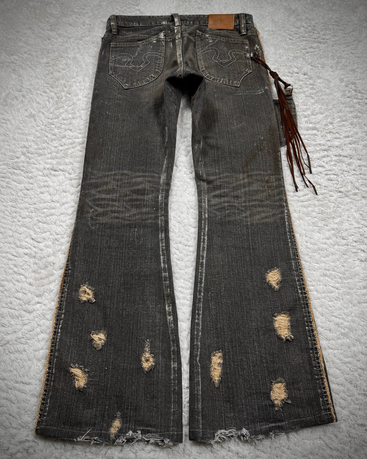 Obelisk Silver Waxed Holster Pouch Flared Jeans