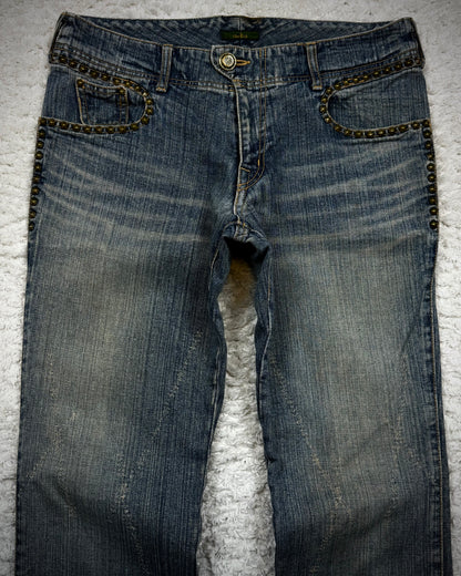 Obelisk Star Studded Vintage Flared Jeans