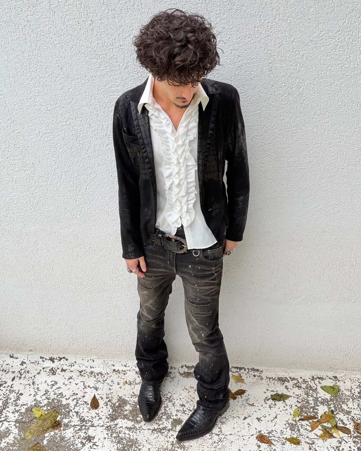 Lagust Luster Splatter Chained Bootcut Jeans