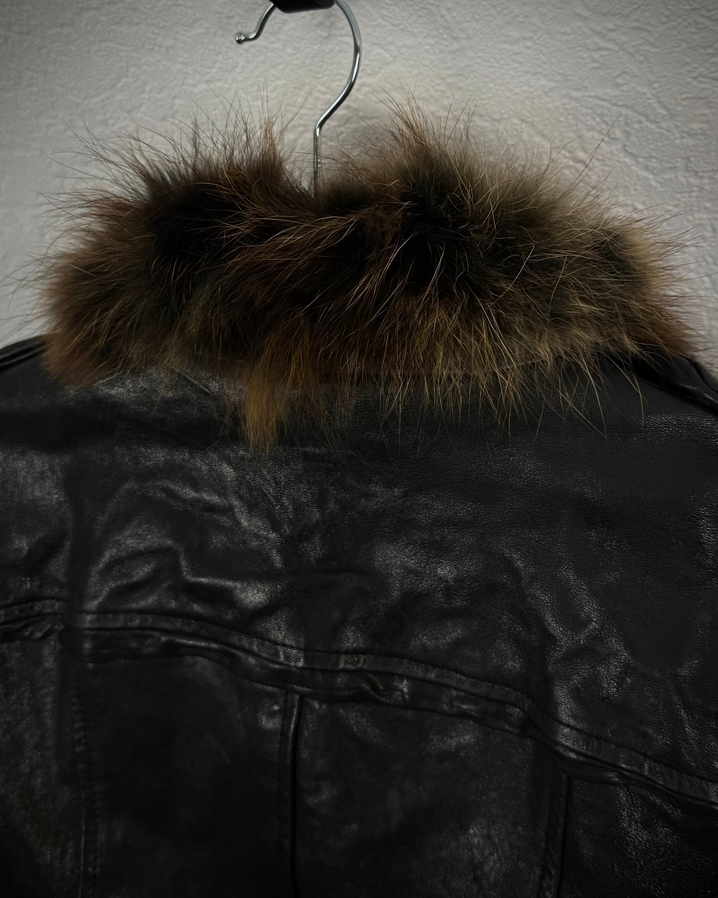 Shellac Fur Collar Leather Jacket