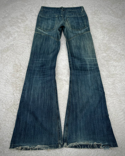 Tornado Mart Vintage Mud Washed Lace Up Flared Jeans