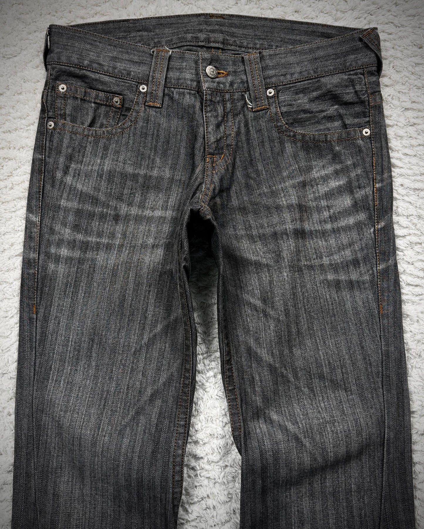 Tornado Mart Clawmarks Washed Pin Striped Spiral Flared Pants