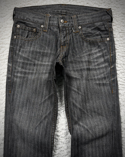 Tornado Mart Clawmarks Washed Pin Striped Spiral Flared Pants