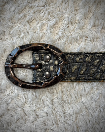 5351 Pour Les Hommes Crocodile Textured Leather Belt