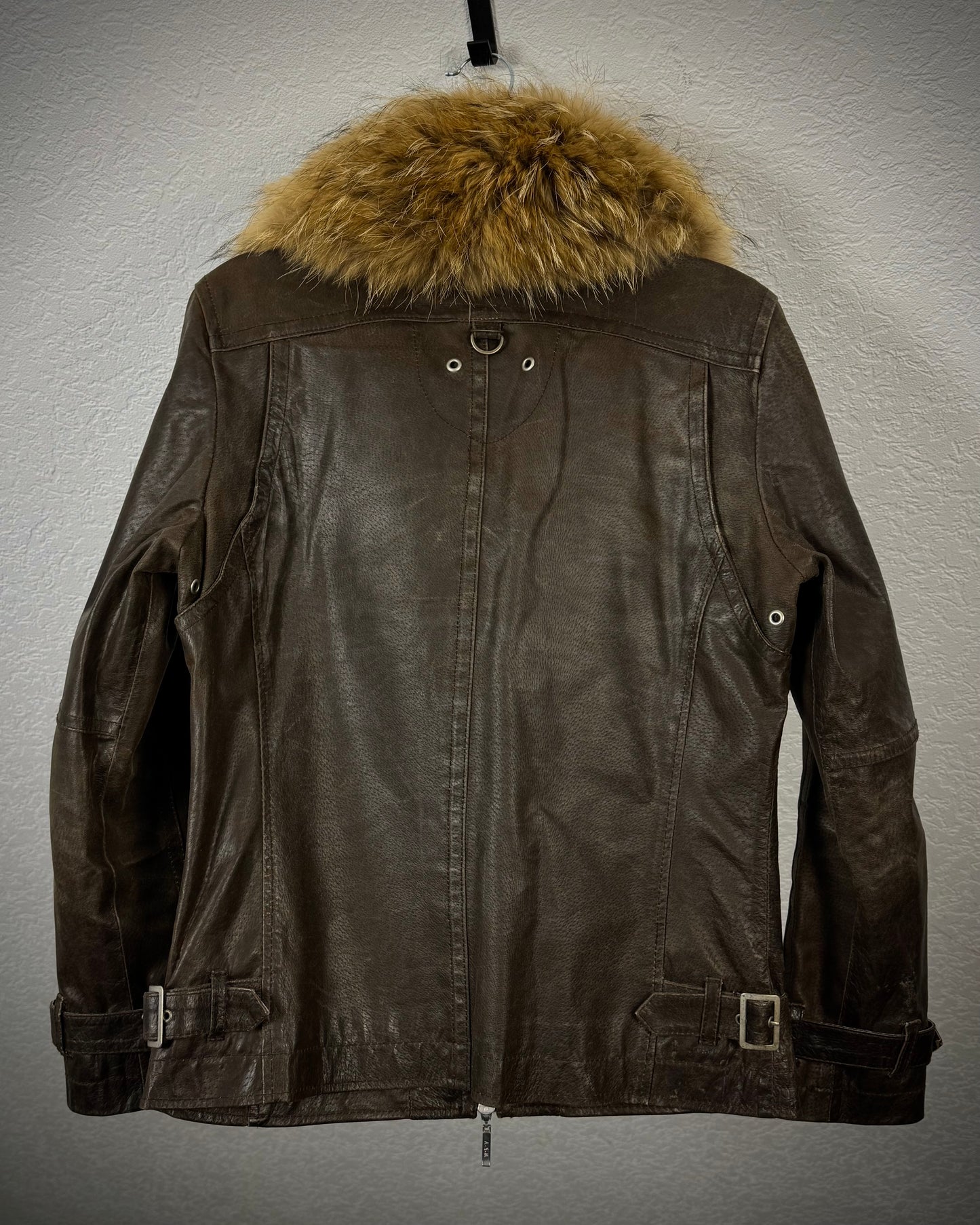A.S.M Chunky Fur Textured Leather Jacket