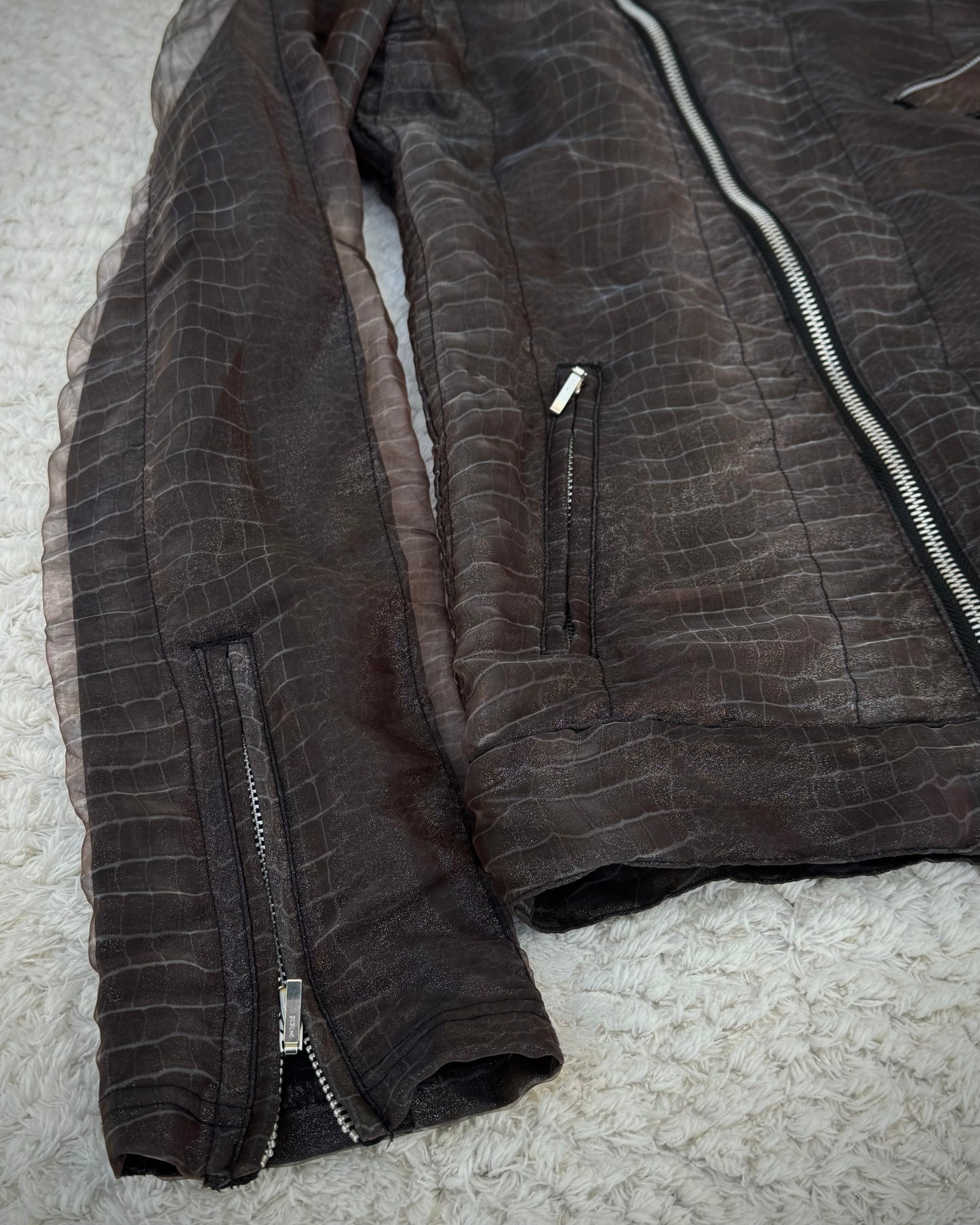 Tornado Mart Double Layered Crocodile Pattern Asymmetrical Jacket