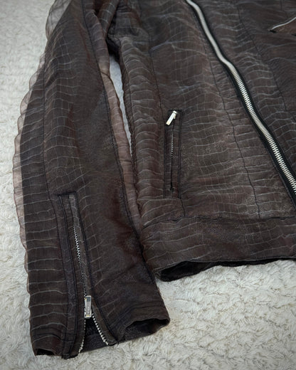 Tornado Mart Double Layered Crocodile Pattern Asymmetrical Jacket