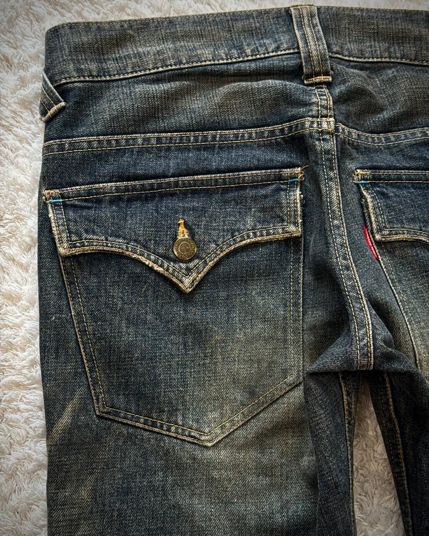 Tornado Mart Mud Whisker Washed Spiral Flared Jeans