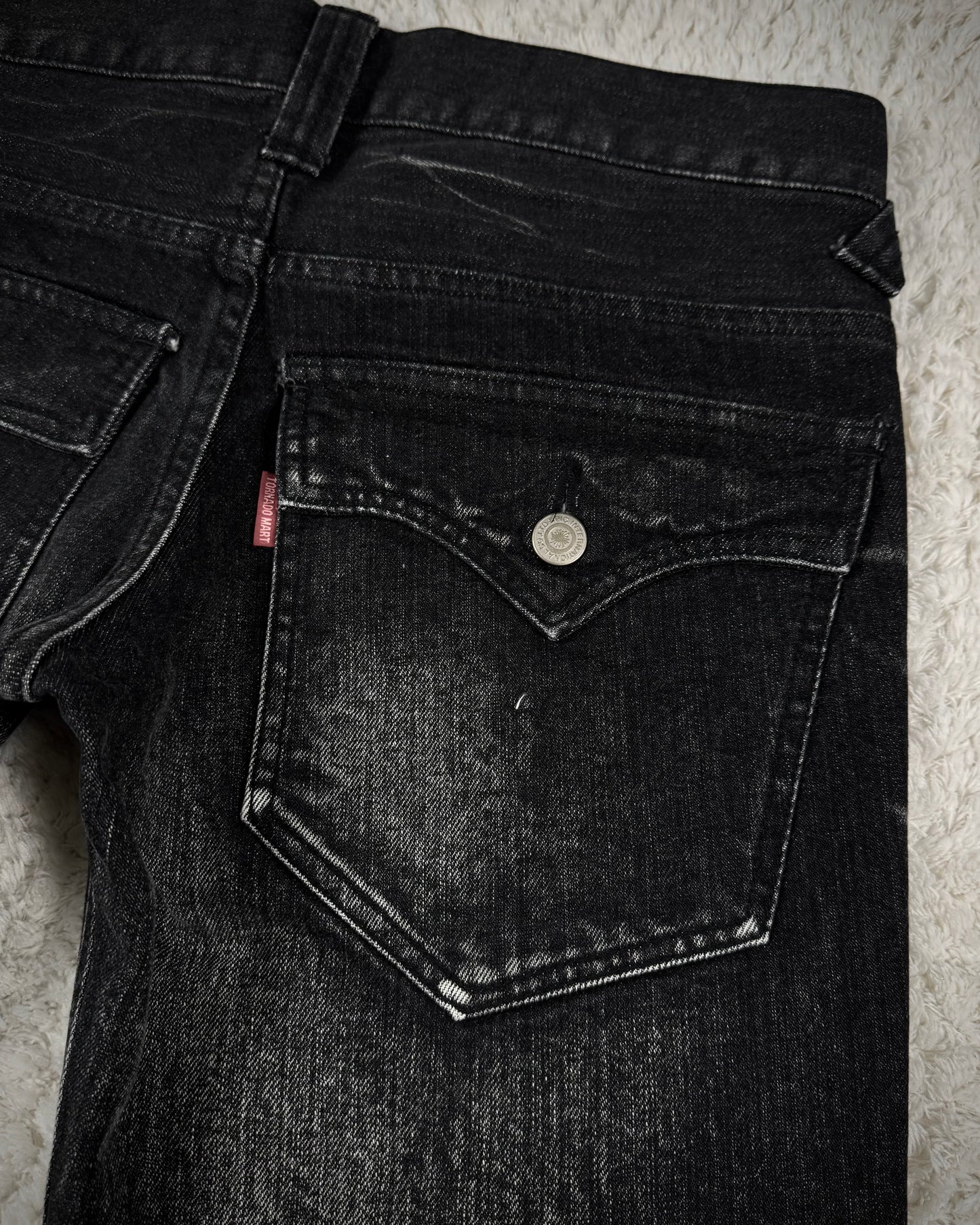 Tornado Mart Clawmark Wash Spiral Flared Jeans