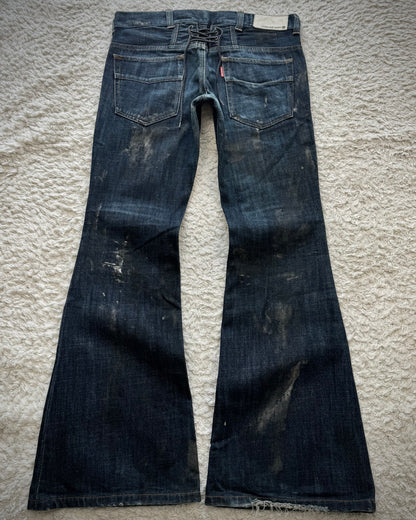 Tornado Mart Painter’s Lace Up Flared Denim