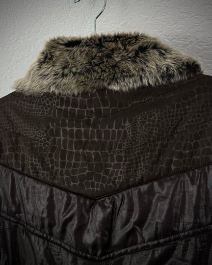 Toraichi Crocodile Waxed Fur Collar Lightweight Puffer Jacket