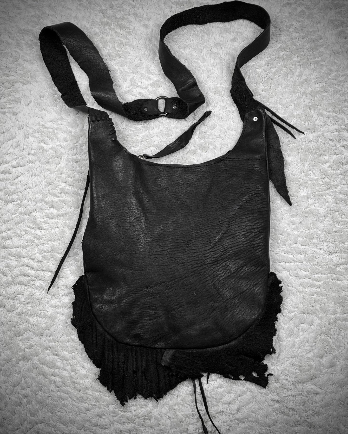 Raw Cut Crocodile Leather Shoulder Bag