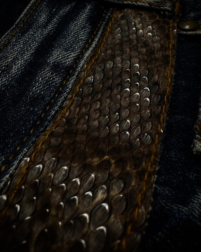 Tornado Mart Python Belted Flared Jeans