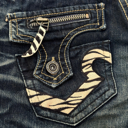 Lolita Whisker Wash Zebra Pocket Flared Jeans