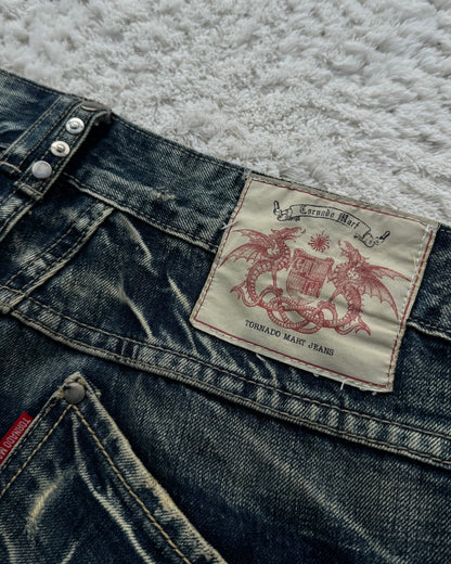 Tornado Mart Studded Straps Flared Jeans