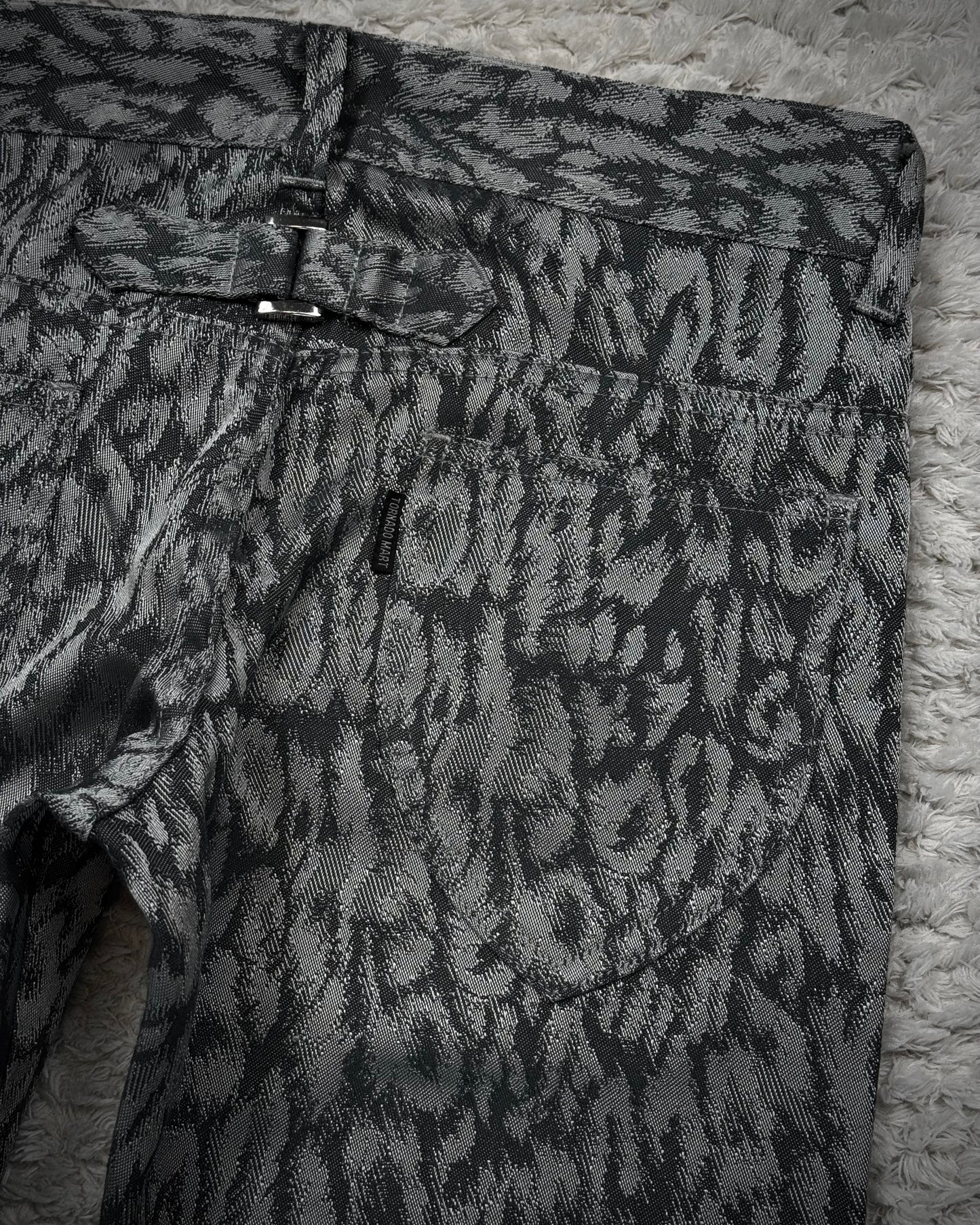 Tornado Mart Cheetah Pattern Jacquard Flared Pants