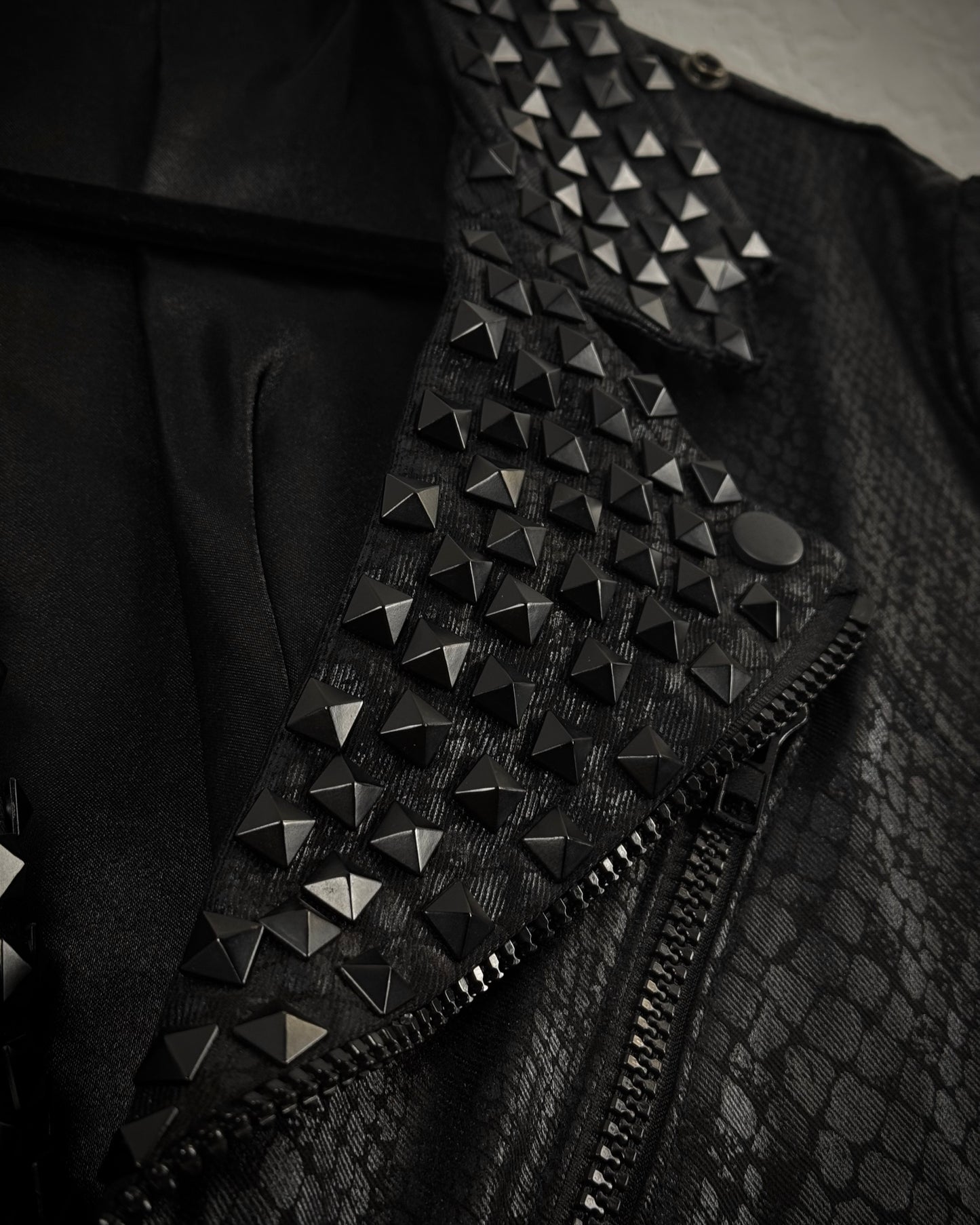 By The R Python Waxed Studded Biker Jacket