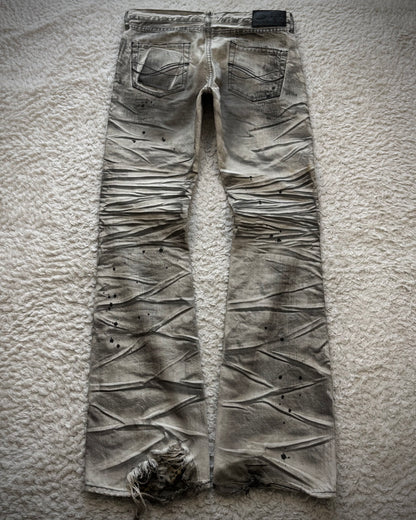 CavariA Leopard Repaired Clawmarks Bootcut Jeans