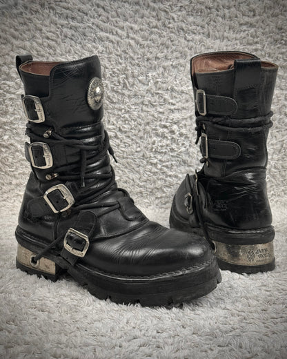 New Rock Steel Heel Leather Boots