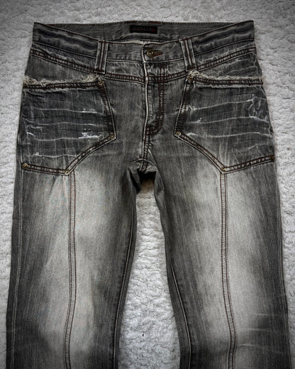 Morgan Homme Fringed Flap Pockets Flared Jeans