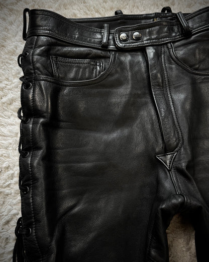 Polo Leather Lace Up Biker Pants