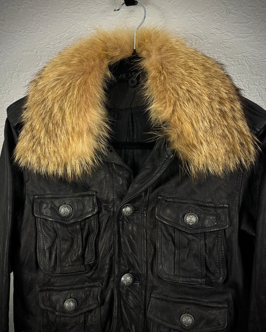Edge Rupert Raccoon Fur Eight Pocket Leather Jacket