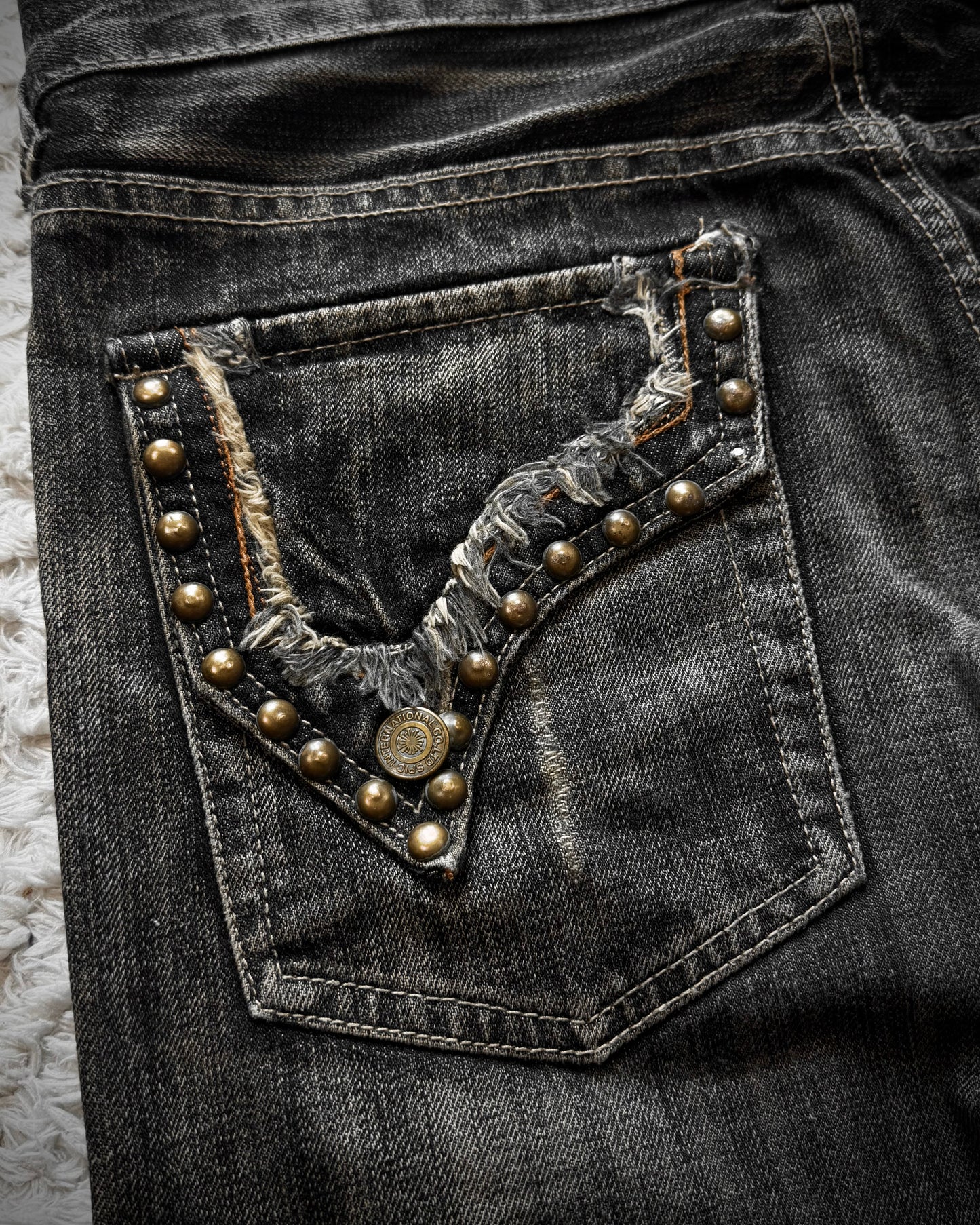 Tornado Mart Spiral Fringe Western Flared Jeans