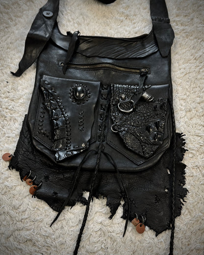 Raw Cut Crocodile Leather Shoulder Bag