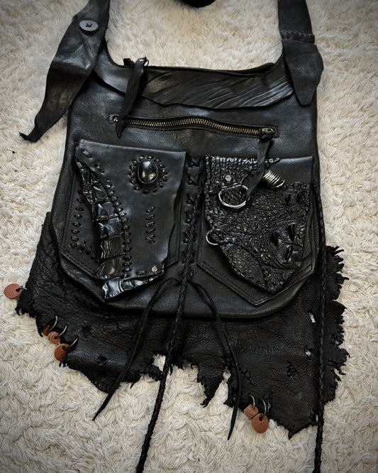 Raw Cut Crocodile Leather Shoulder Bag