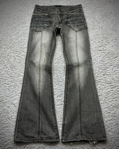 Morgan Homme Fringed Flap Pockets Flared Jeans