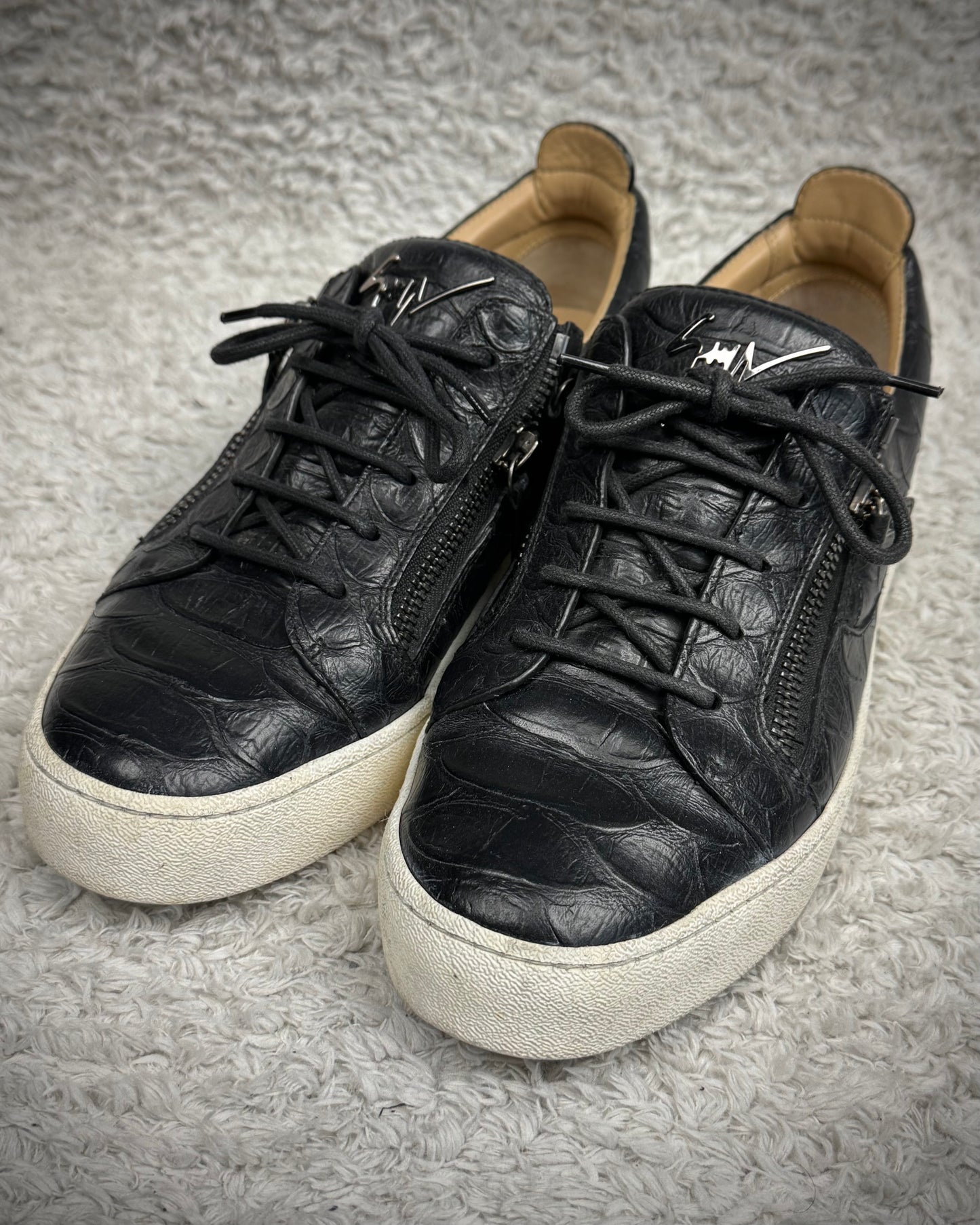 Giuseppe Zanotti Zippered Python Leather Sneakers