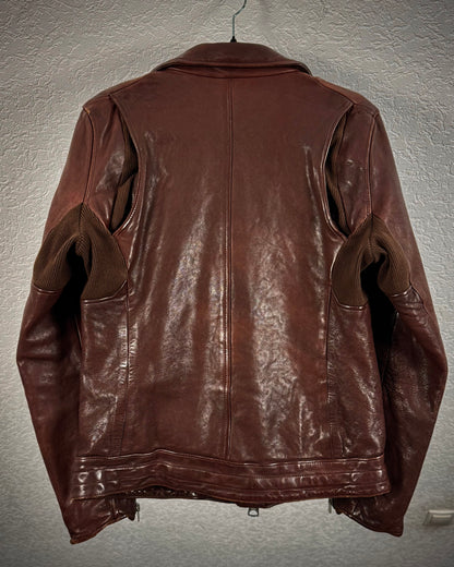 Glamb Oxblood Pinned Leather Biker Jacket