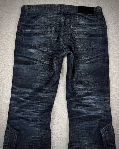 Tornado Mart Python Pattern Lace Up Flared Pants