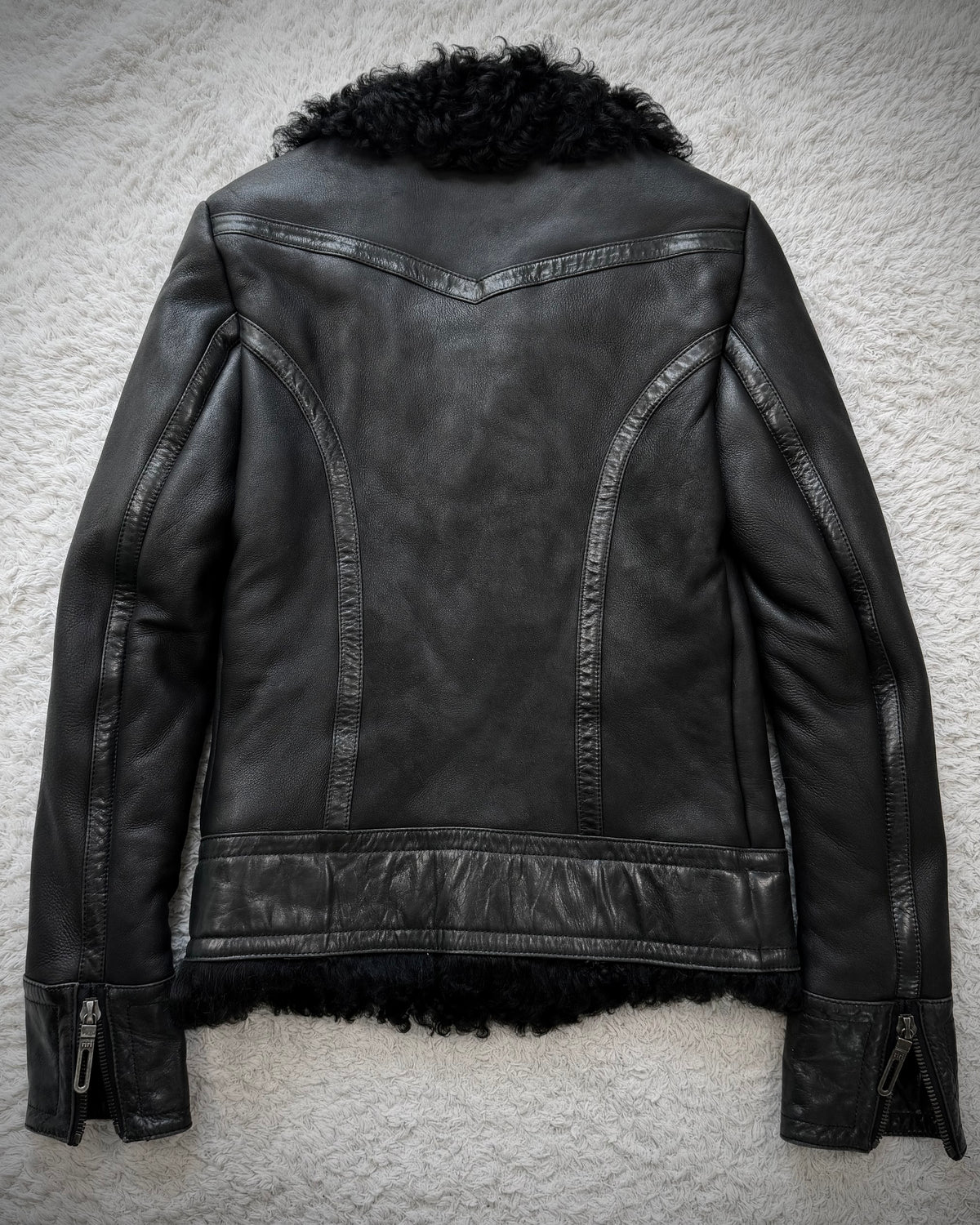 GalaabenD Lamb Fur Lined Leather Jacket