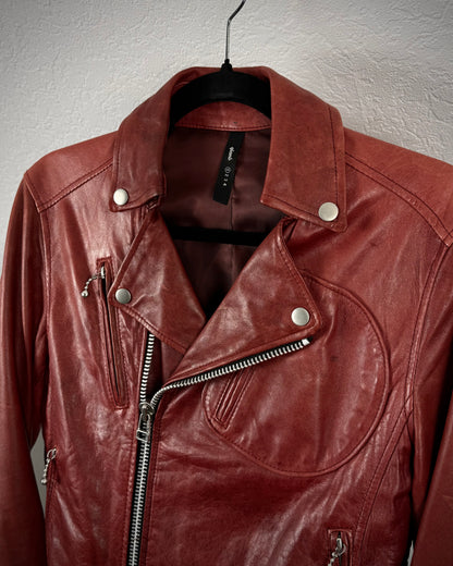 Glamb Bordeaux Leather Biker Jacket