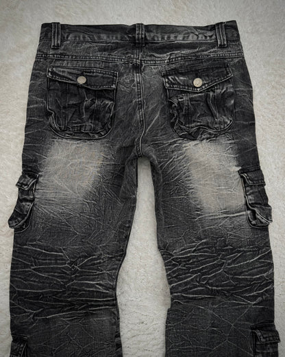 Lowbox Heavy Washed Flared Cargo Pants