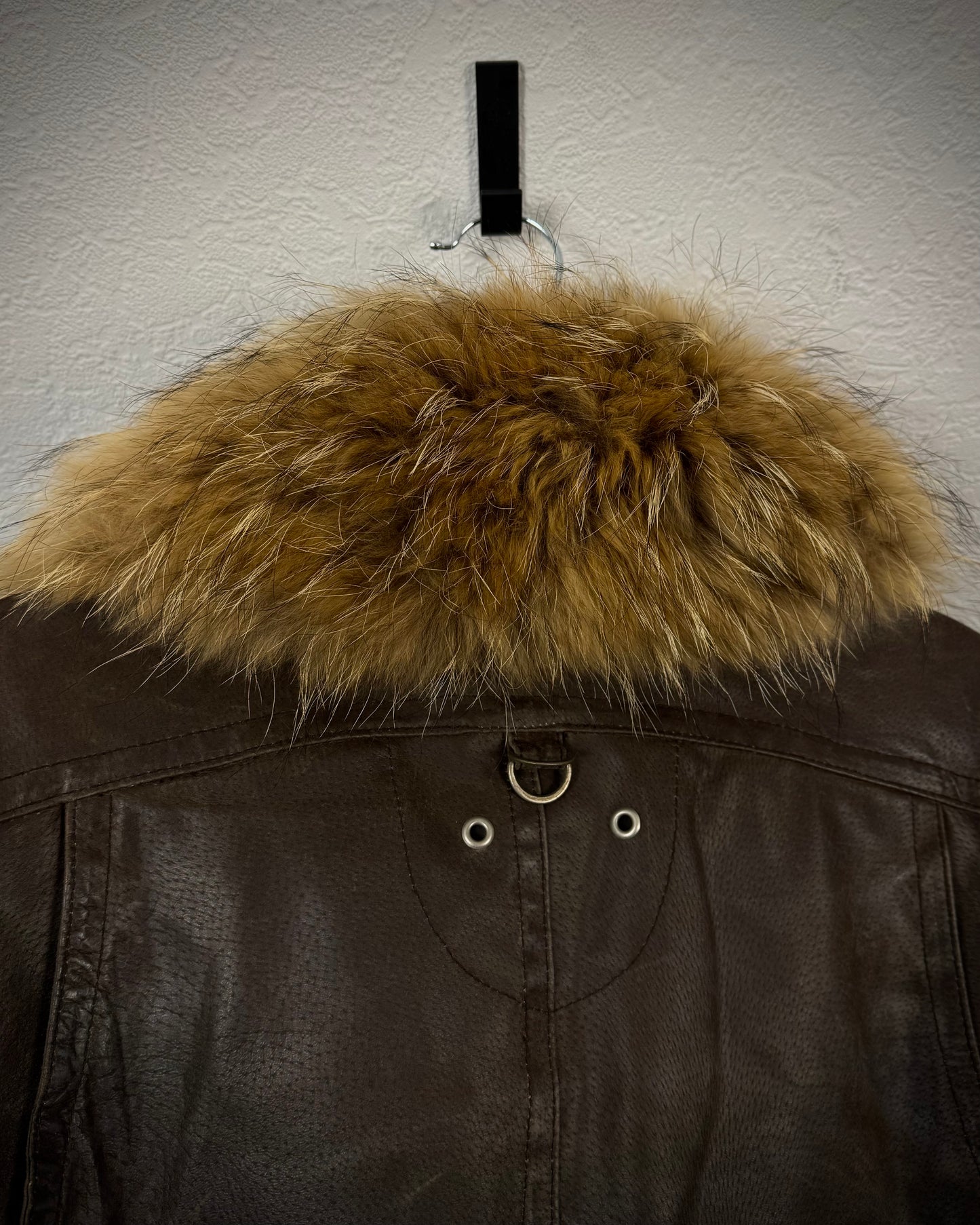 A.S.M Chunky Fur Textured Leather Jacket