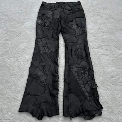 Yasuyuki Ishii Leather Patchwork Pants