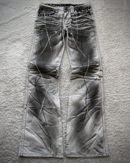 Xfrm Luster Splatter Clawmarks Studded Flared Jeans