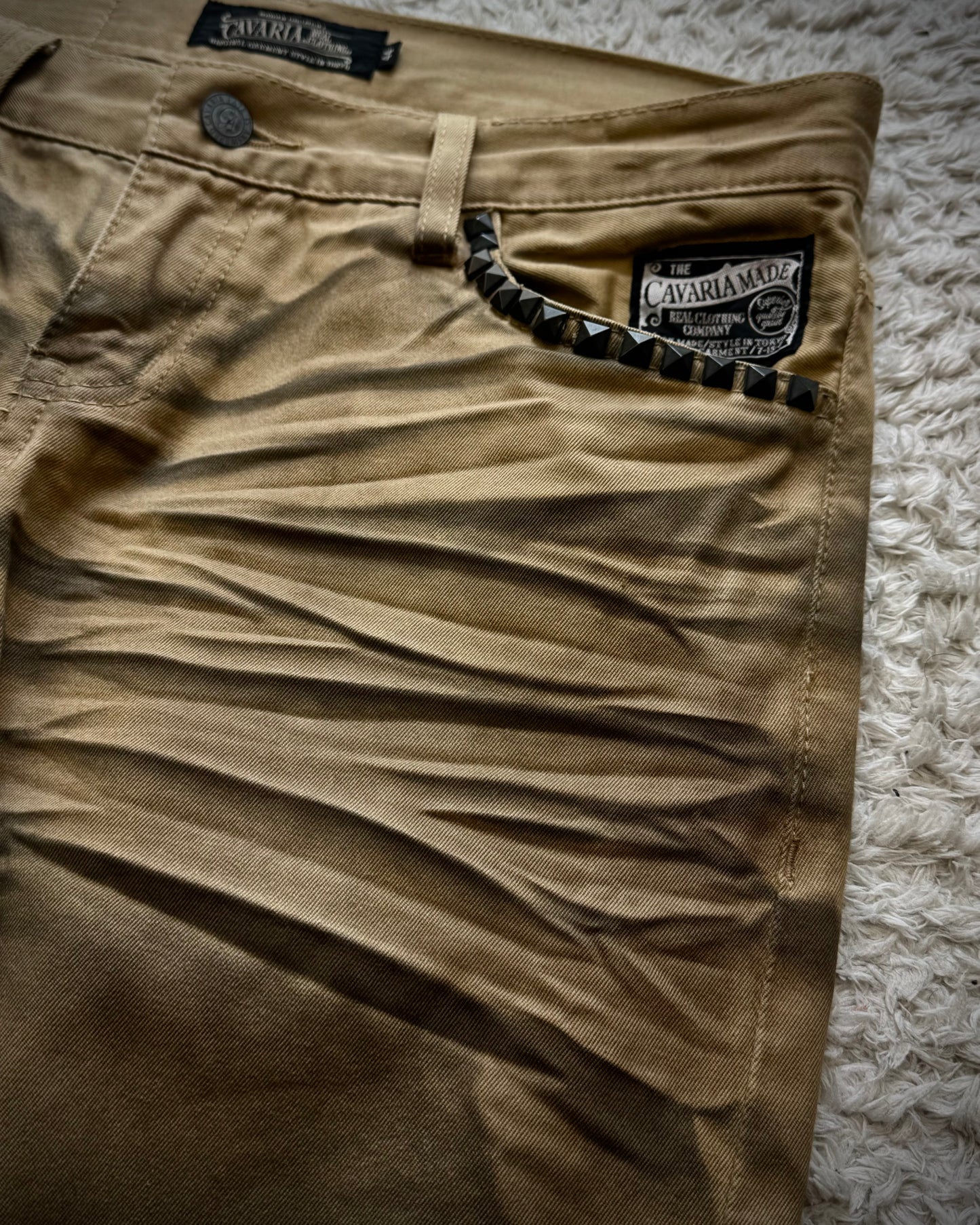 CavariA Studded Desert Clawmarks Washed Bootcut Jeans